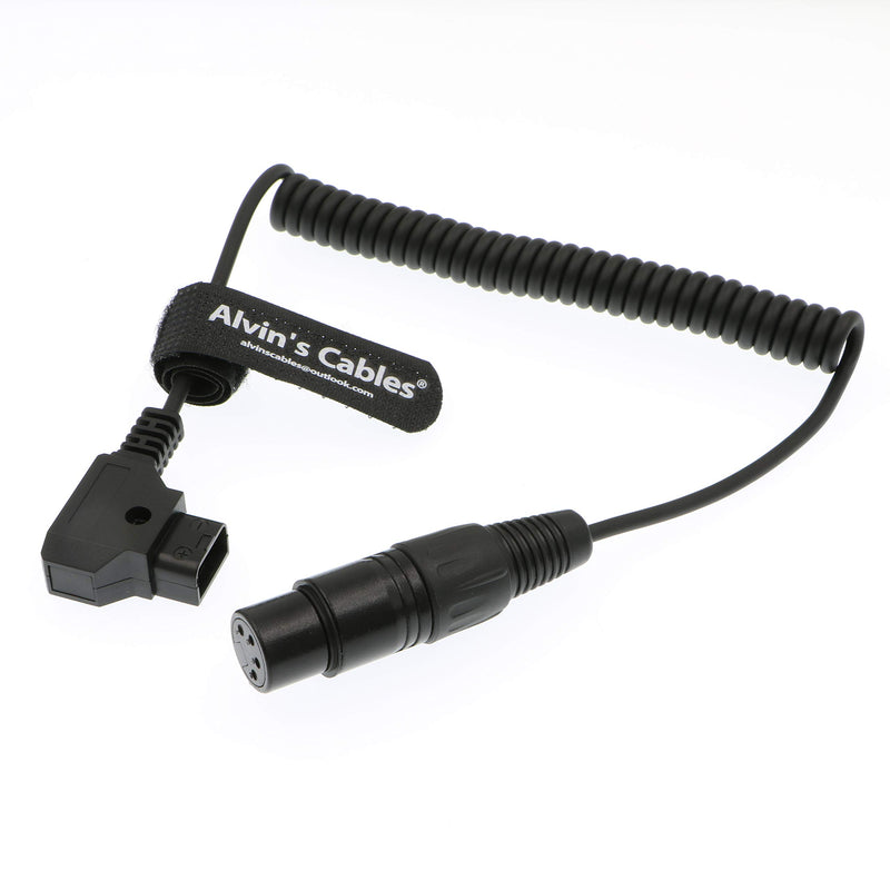 Alvin's Cables XLR 4 Pin Female to D Tap Coiled Power Cable for Practilite 602 DSLR Camcorder Sony F55 SXS Camera Coiled Cable