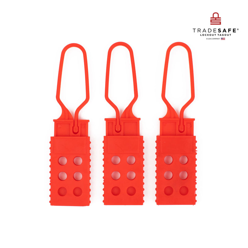 TRADESAFE Lock Out Tag Out Hasp, 3 Pack, Non-Conductive Polypropylene Plastic Safety Hasp Lock for Padlocks, Tamper-Proof and Impact-Resistant