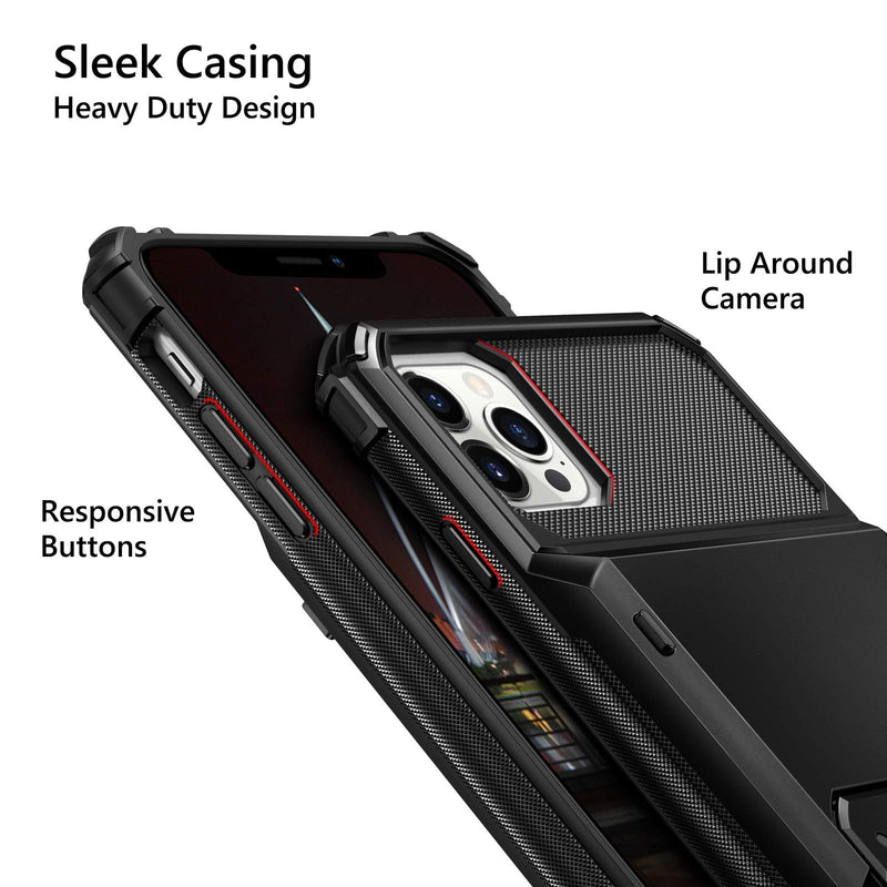 Vofolen Compatible with iPhone 12 Pro Max Case 5G Wallet 4-Card Slot Credit Card Holder Flip Hidden Pocket Dual Layer Hybrid TPU Bumper Armor Protective Hard Shell Back Cover Navy