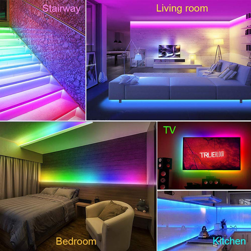 [AUSTRALIA] - KORJO Dream Color LED Strip Lights, 32.8ft/10M Bluetooth LED Chasing Light with APP, 12V 300 LEDs 5050 RGB Color Changing Rope Light Kit, Flexible Led Strip Lighting for Home Kitchen 
