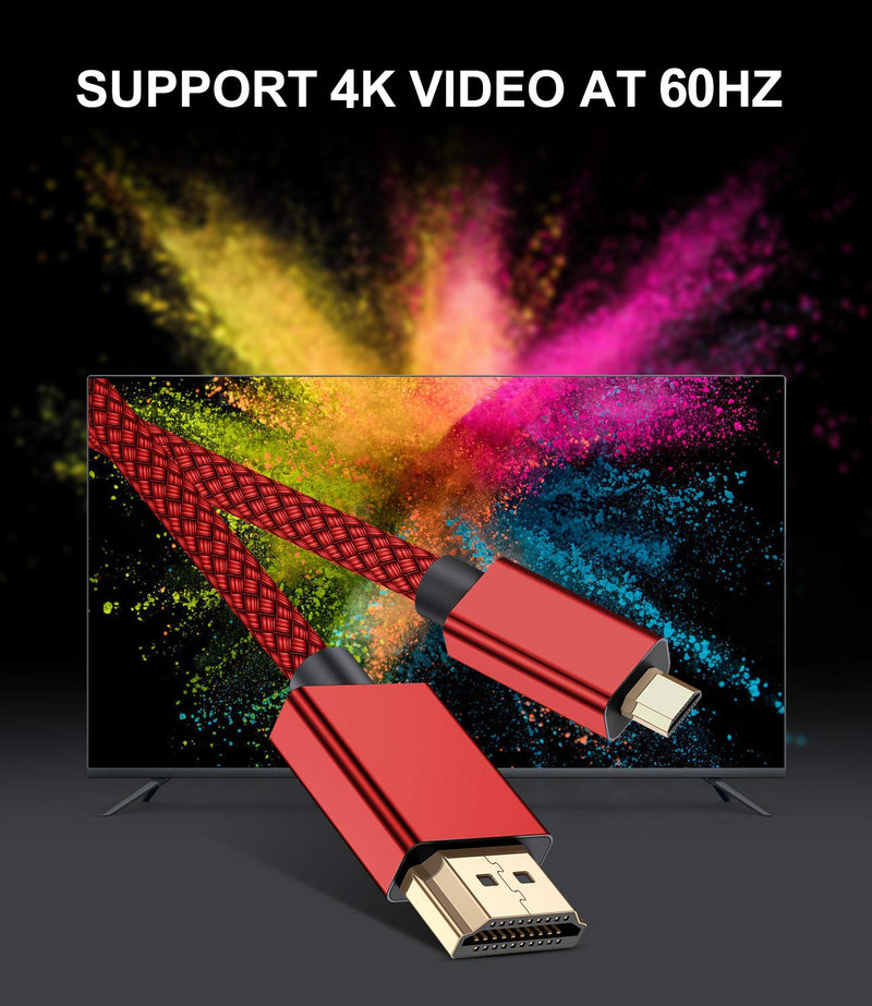 Elebase Micro HDMI Cable 10 FT,4K 60Hz Micro HDMI Type D Cord Compatible for Raspberry Pi 4,GoPro Black Hero 7 6 5 4,Sony Camera A6000 A6300,Nikon B500,Lenovo Yoga 3 Pro 710,Canon Red