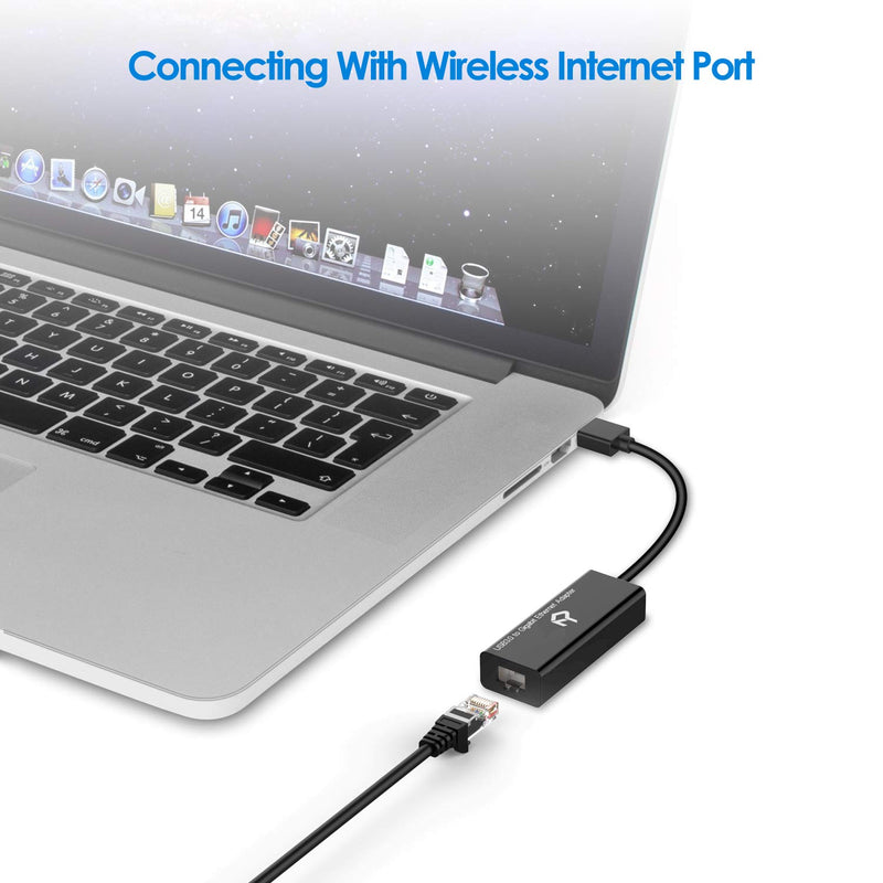 Rankie USB Network Adapter, USB 3.0 to RJ45 Gigabit Ethernet Internet Adapter (Black) Black