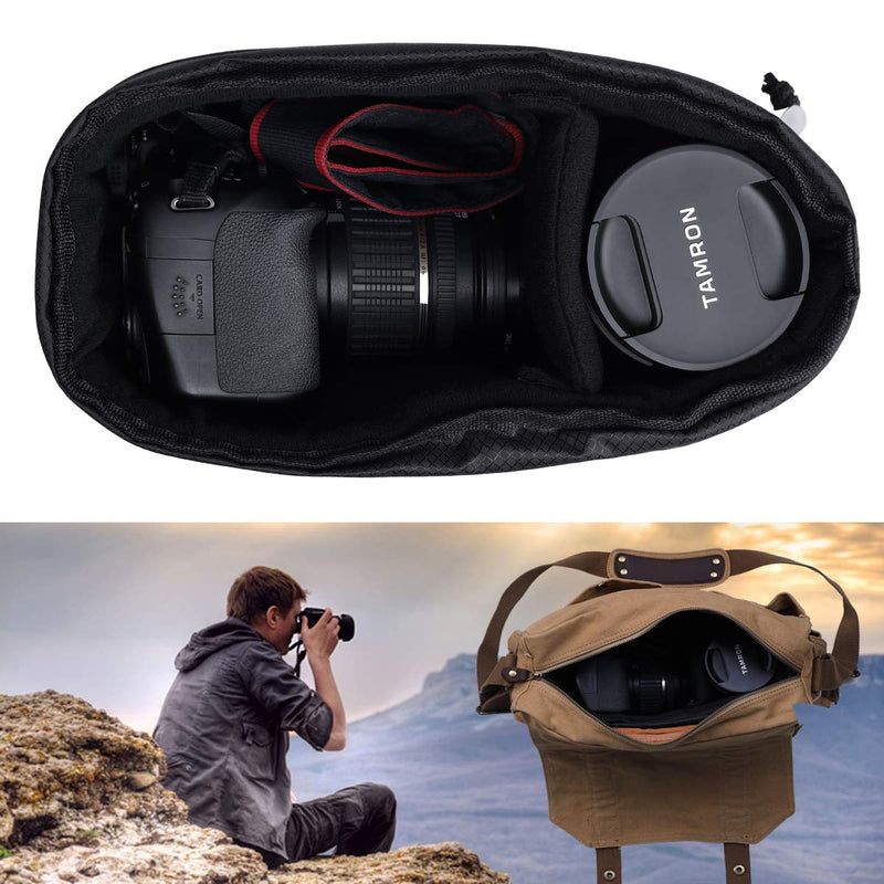 JAKAGO Shockproof Camera Insert Bag for SLR DSLR Mirrorless Camera Lens Flash Light Accessories Camera Pouch with Adjustable Dividers for Canon Nikon Sony Water Resistant Camera inner case(Black) Black