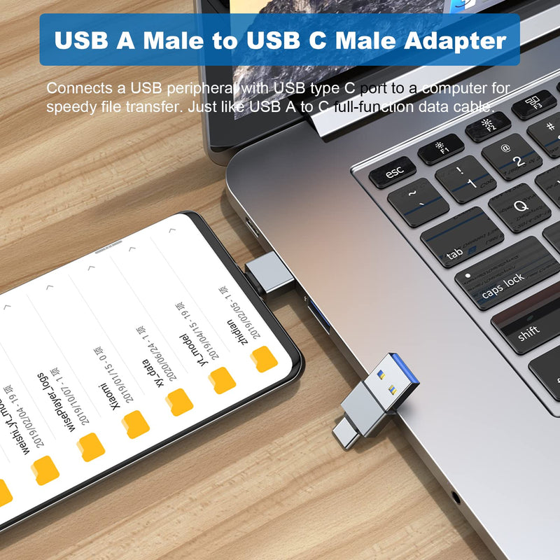 AreMe USB C Adapter (6 Pack), USB A Male to USB C Male, USB 3.0 Male to USB C Female, USB Type-C Male to USB 3.0 Female Converter Connector (Grey) Grey