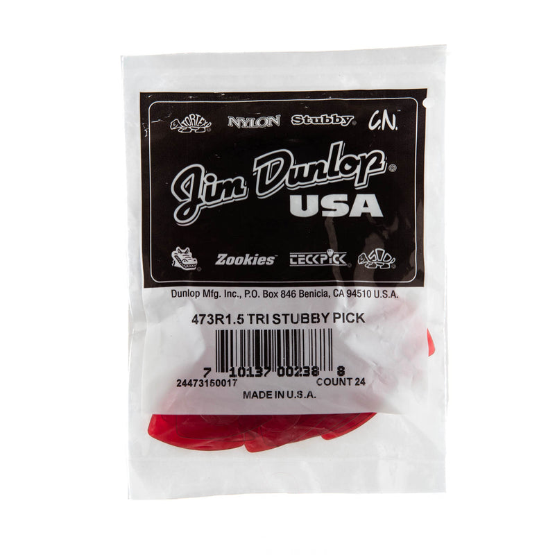 Dunlop 473R1.5 Tri Stubby®, Red, 1.5mm, 24/Bag Refill Bag 24 picks