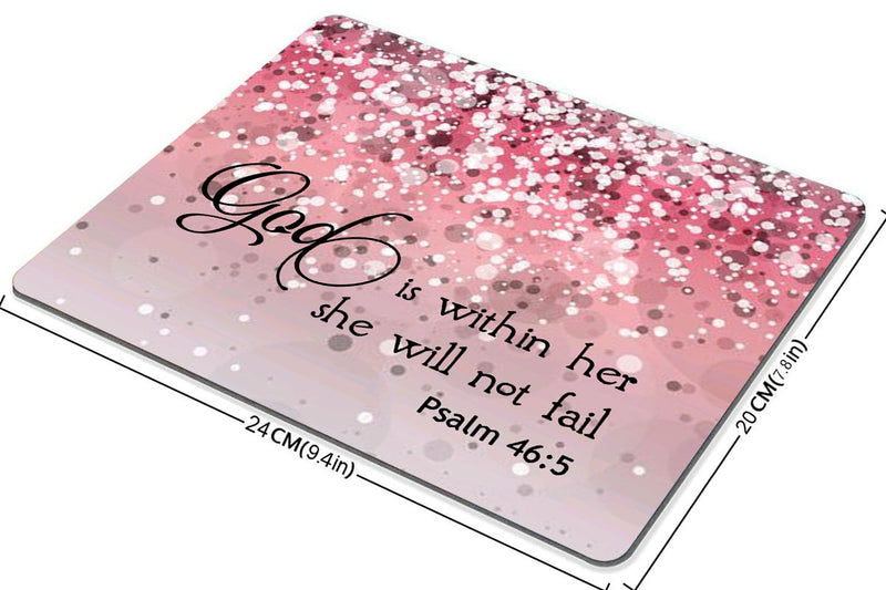 Smooffly Psalm 46:5 God is Within Her,She Will not Fall - Bible Verse Pink Sparkles Glitter Pattern Mouse pad Mousepads
