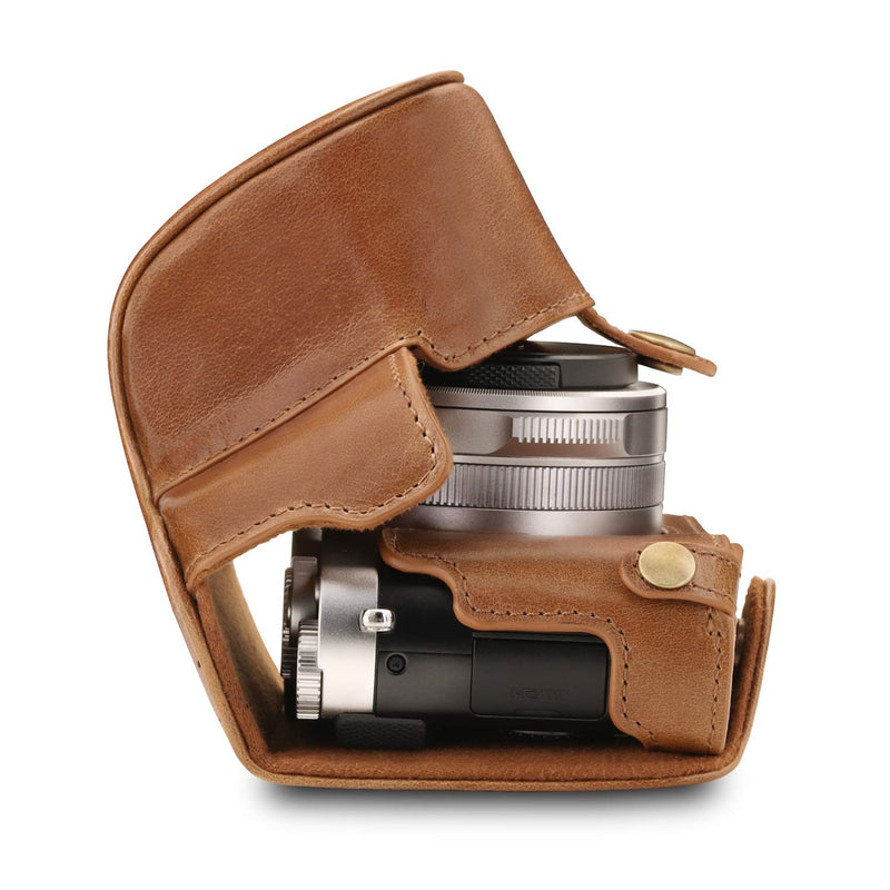 MegaGear Ever Ready Genuine Leather Camera Case Compatible with Leica D-Lux 7 Brown