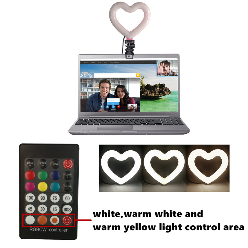 VWMYQ Video Conference Lighting with Remote,Zoom Lighting for Computer,10 Light Modes and 7 Brightness Level,Webcam Light for Zoom Call Lighting | Remote Working | TikTok (10 Light Modes,Pink Shell) Pink