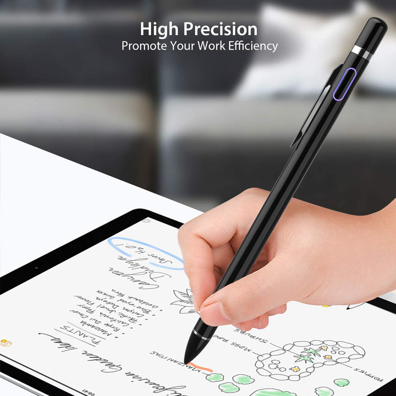 Stylus Pen for Touch Screens, Digital Pencil Active Pens Fine Point Stylist Compatible with iPhone iPad Pro and Other Tablets Black