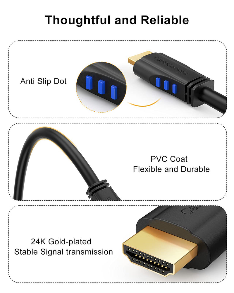 HDMI 2.0 Cable, CableCreation 6 Feet 4K (60Hz) Down Angle 90 Degree Down HDMI Cable with Gold Plated Connector, Support Ultra HD, 3D Video, Ethernet, Audio Return Channel, Black 6ft