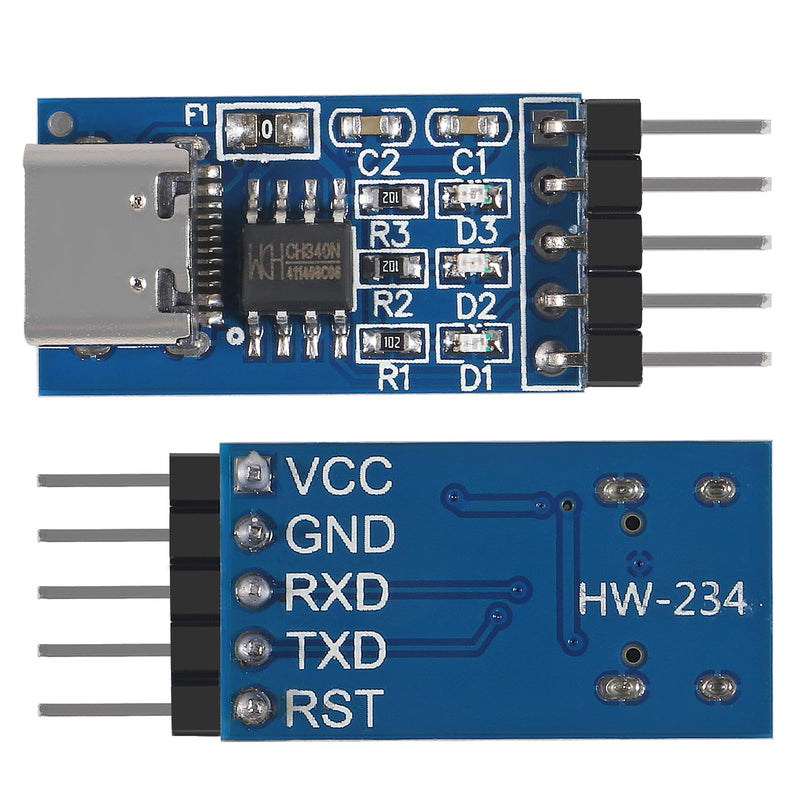 D-FLIFE 4pcs Type C USB to TTL Serial Port ch340n Module Upgrade MCU Download Brush line