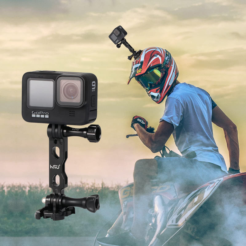 (7 Pcs) HSU All Aluminum Alloy Extension Arm Kit Metal Pole Mount Helmet Stick Extension Arm Mount for GoPro Hero 10/9/8/7/6/5 Black,Session 5/4,Hero 3+, DJI Osmo Action and More (11.8”/6.5”/3.3”)