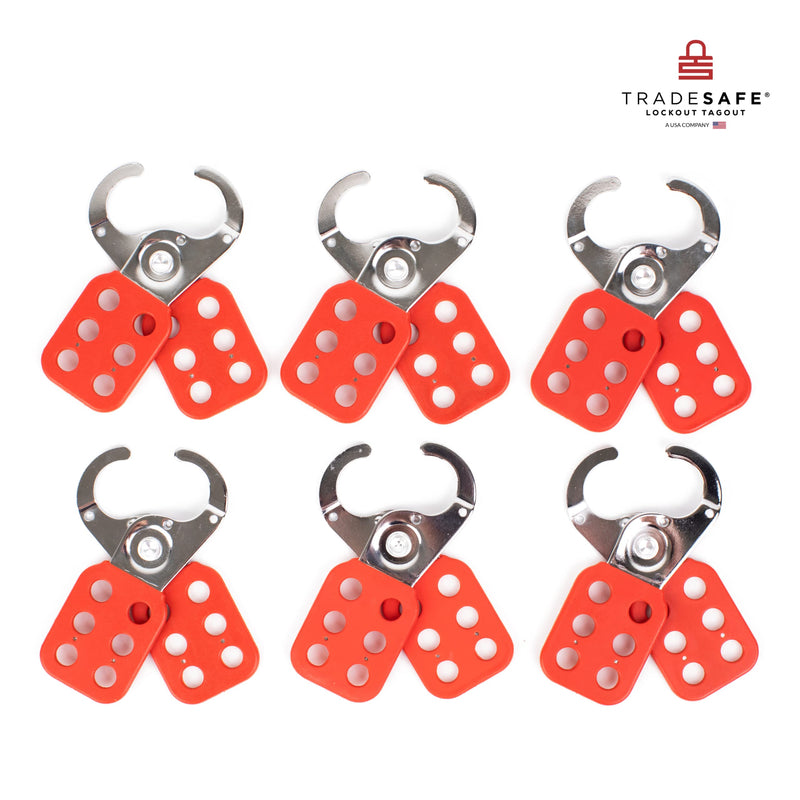 TRADESAFE Lock Out Tag Out Hasp, 6 Pack, Stainless Steel Safety Hasp Lock for Padlocks, Tamper-Proof and Impact-Resistant