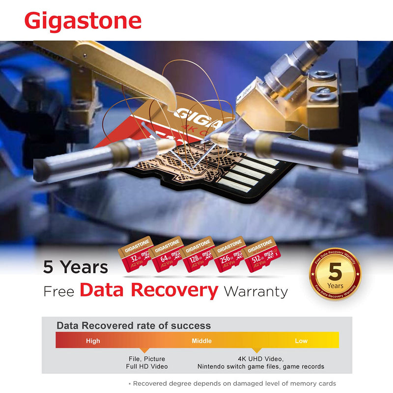 [5-Yrs Free Data Recovery] Gigastone 256GB Micro SD Card, 4K Video Recording for GoPro, Action Camera, DJI, Drone, Nintendo-Switch, R/W up to 100/60 MB/s MicroSDXC Memory Card UHS-I U3 A2 V30 C10