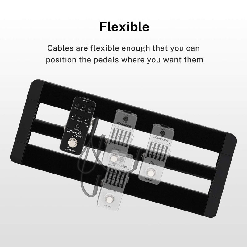 Donner Flat Patch Cables for Guitar Effect Pedal 6 Inch Save Space Clear Sound 1/4" TS Right Angle 3 Packs