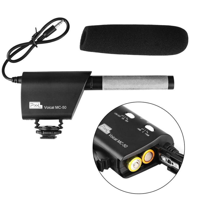 Pixel MC-50 High Definition Voice Camera Microphone Low-Noise Circuit Design Shotgun Mic Camcorder Microphone for DSLR, Canon, Nikon, Camcorder (Need 3.5mm Interface) 50