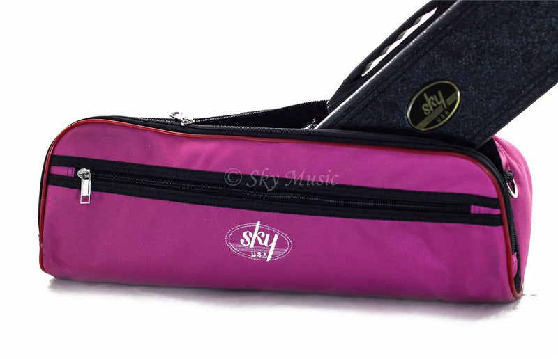 Sky Brand New C Flute Hard Case Cover w Side Pocket/Handle/Strap Pink Color