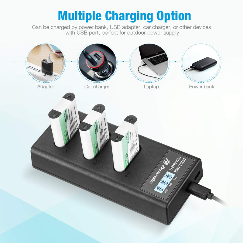 Powerextra NP-BX1 Battery 3 Pack and 3-Channel USB Charger for Sony NP-BX1 and Sony Cyber-Shot DSC-RX100, DSC-RX100 II, DSC-RX100M II, DSC-RX100 III, DSC-RX100 IV, DSC-RX100 V/VII, ZV-1