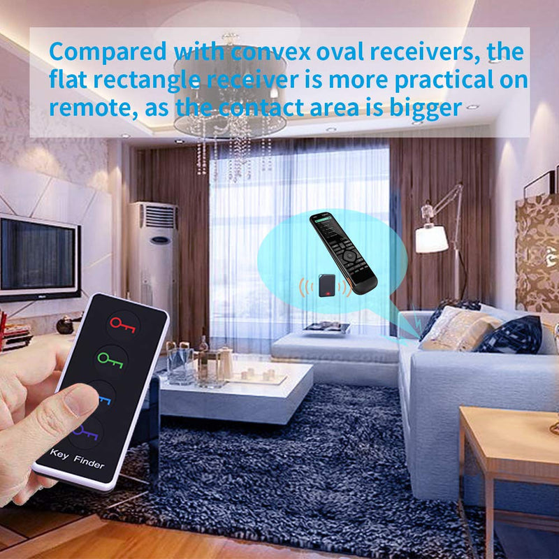 Upgraded Key Finder with Oval and Rectangle Receivers, Simjar Wireless RF Item Locator Tracker Support Remote Control, 1 RF Transmitter and 4 Receivers - Pet/Wallet/Phone/Glasses Tracker