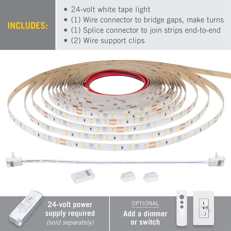 RibbonFlex Pro LED Tape Light, Soft Bright White(3000K), 60LEDs/M, 16.4' (5M) 24V 16.4 ft 3000k