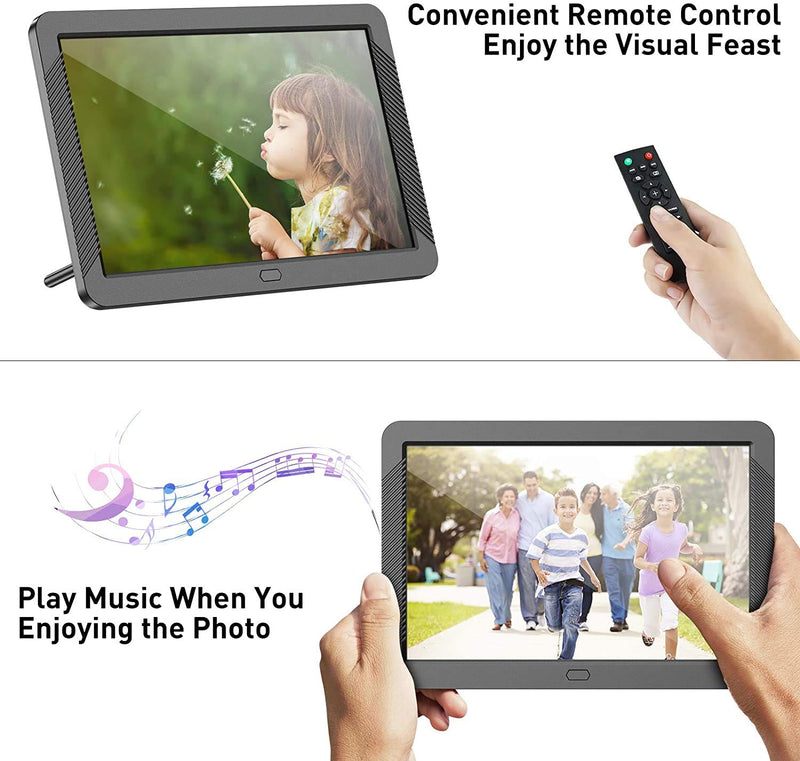 Digital Picture Frame 8 Inch 1920X1080P HD Digital Photo Frame with Remote Control 16:9 IPS Display Slideshow Zoom Image Stereo Video Background Music Support USB and SD Card 8inch