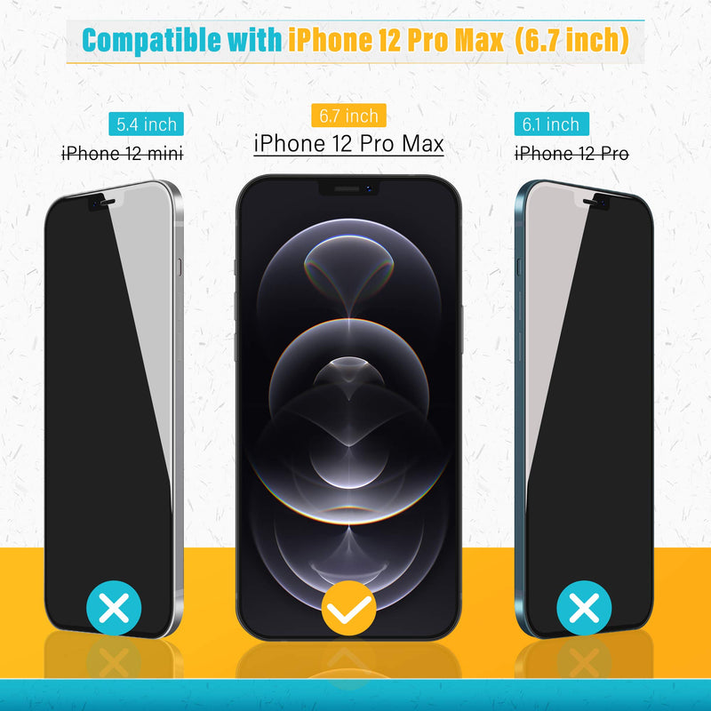 [2+2+1 Pack] UniqueMe Compatible with iPhone 12 Pro Max 6.7 inch Front and Back Screen Protector + Camera Lens Protector Tempered Glass Screen Protector【U-Shaped Cutout】【Not for iPhone 12 Pro】.