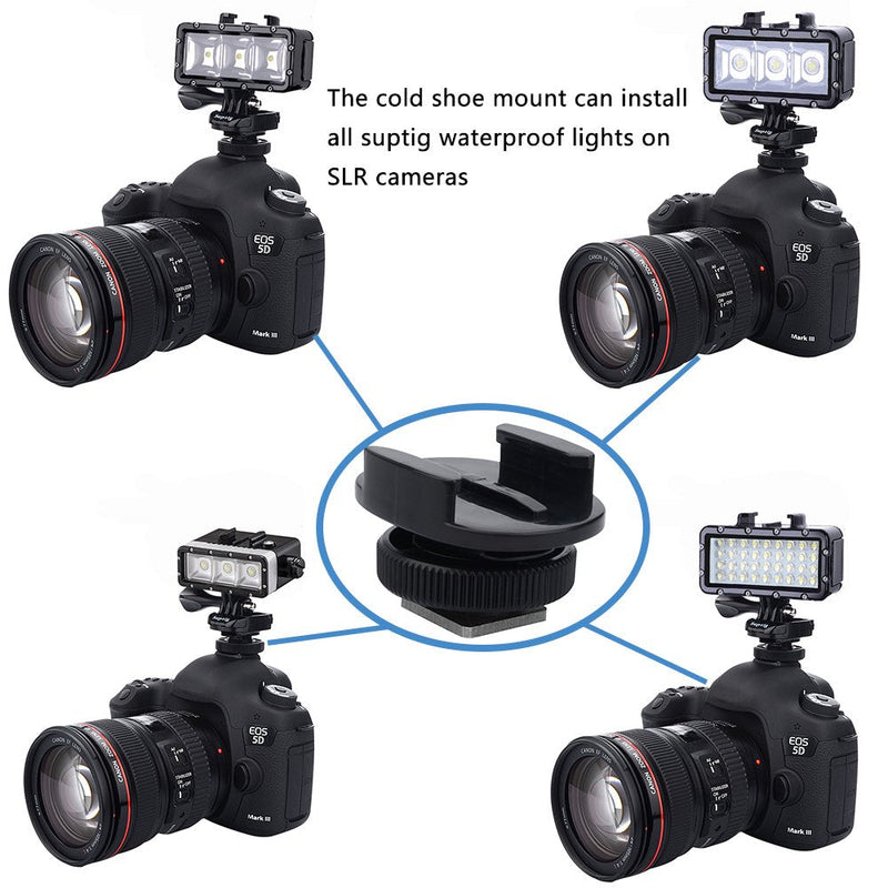 Suptig Mount Light Adapter Cold Shoe Mount Adapter for SLR Camera Gopro Camera Suptig Light and Other Action Cameras (2 Pack) Black