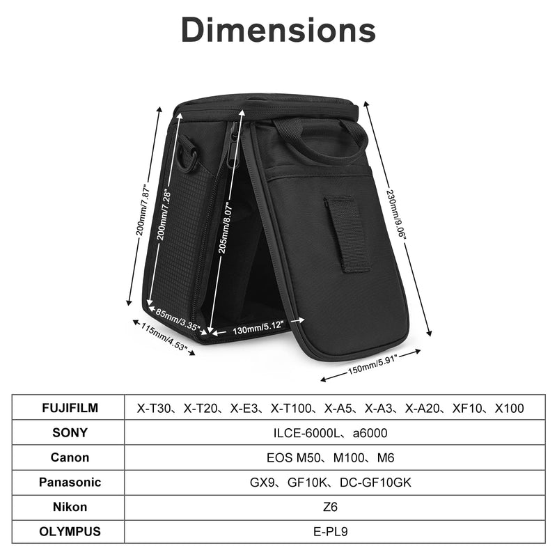 S-ZONE Camera Insert Bag Waterproof Lens Cube Case Compatible with Nikon Canon Sony Fuji for SLR DSLR Mirrorless Lens Cables Accessories Black