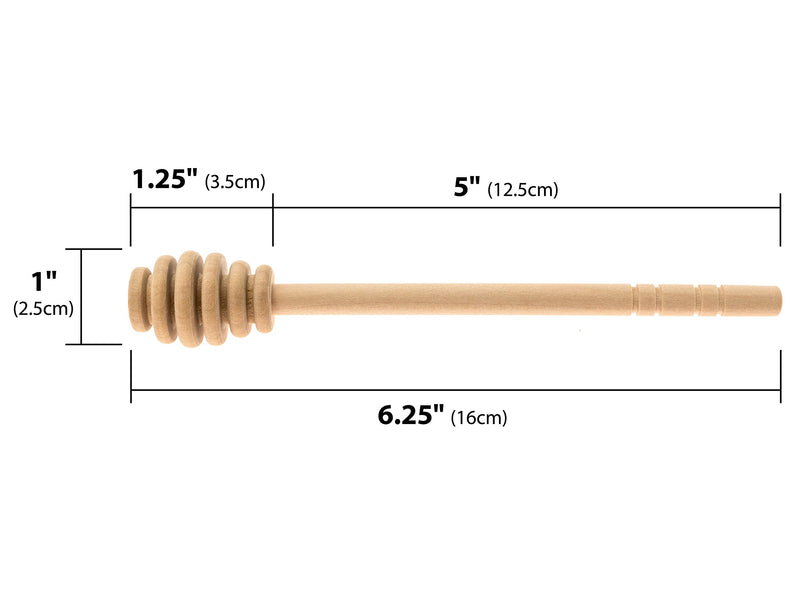 Honey Dipperz 4 PACK - 6" Inches Long (16cm) Wooden Honey Dipper Drizzler Stirring Stick, Spoon Rod Muddler Dispense