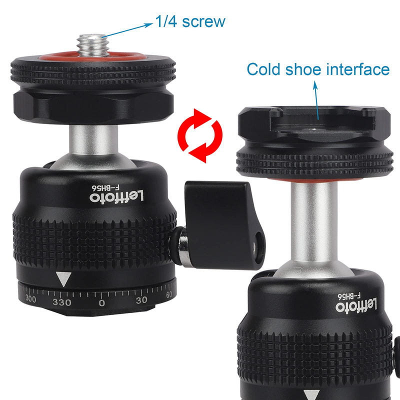 Camera Tripod Mini Ball Head Adapter 360 Degree Rotatable Pan 90°Tilt with 1/4" Screw Cold Shoe Mount for DSLR Camera/Light Stand/Cell Phone/Monopod/Gopro