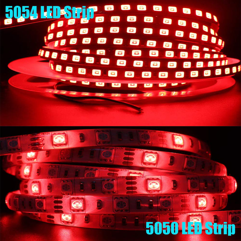 XUNATA 16.4ft LED Flexible Light Strip, 600 Units SMD 5054 LEDs(5050 Upgraded), 12V DC Waterproof IP65 Light Strips, LED Ribbon, DIY Christmas Home Kitchen Indoor Party Decoration (Red) Waterproof IP65 16.4ft/5m Red