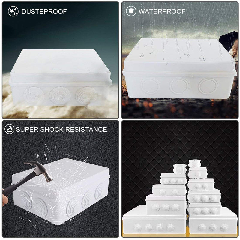 Awclub ABS Plastic Dustproof Waterproof IP65 Junction Box Universal Electrical Project Enclosure White 10"x7.9"x3.1"(255mmx200mmx80mm) 10"x7.9"*3.1"