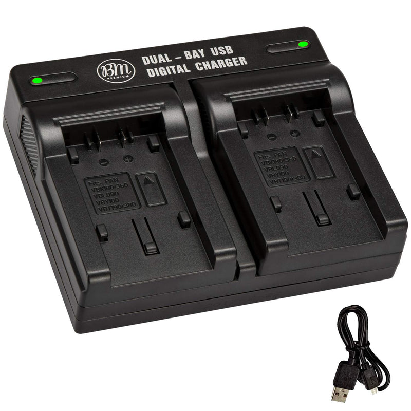 BM Premium VW-VBK180, VW-VBK360, VBT190, VBT380 USB Dual Battery Charger for Panasonic Camcorders