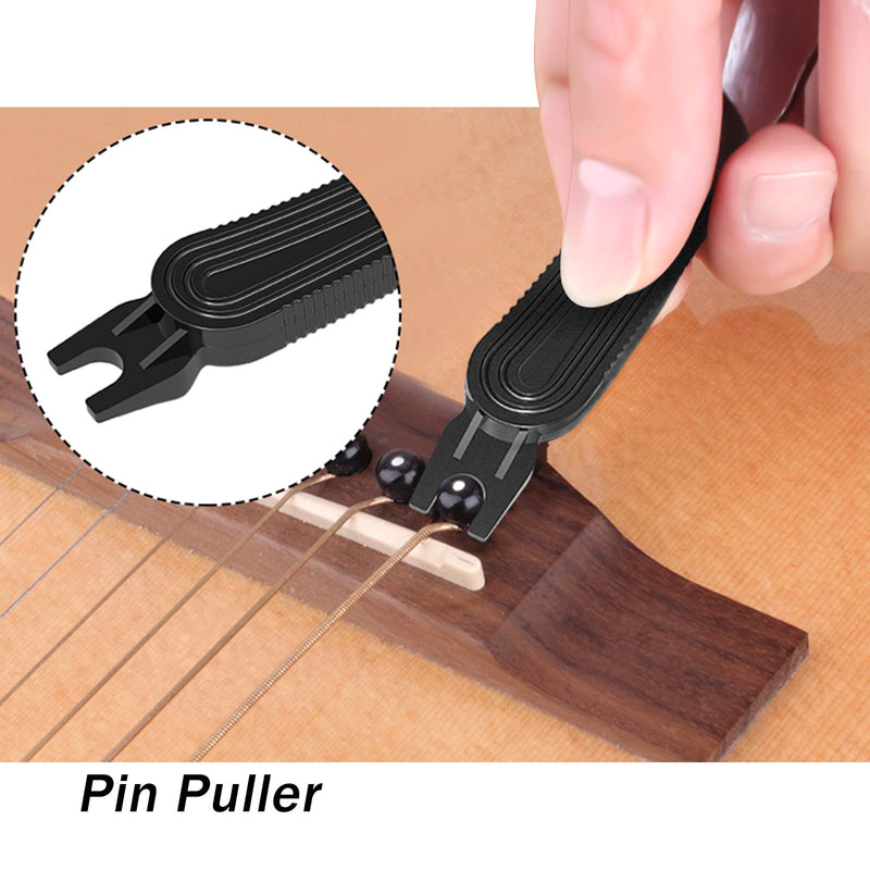 Sovvid Guitar String Winder and Cutter, 3 in 1 Professional Guitar Restringing Tool for Peg Winder Bridge Pin Puller and String Clippers, Multitool Fit to Guitars Bass Ukulele Banjo and Mandolin Black