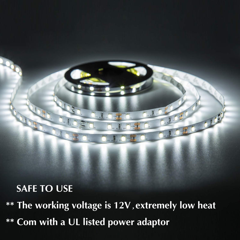[AUSTRALIA] - GuoTonG Dimmable Waterproof LED Light Strip Kit with UL Listed Power Supply, 180 Units SMD 2835 LEDs, 6000K Daylight White 12V LED Tape, Led Ribbon, 9.8ft/3m Lighting Strips 
