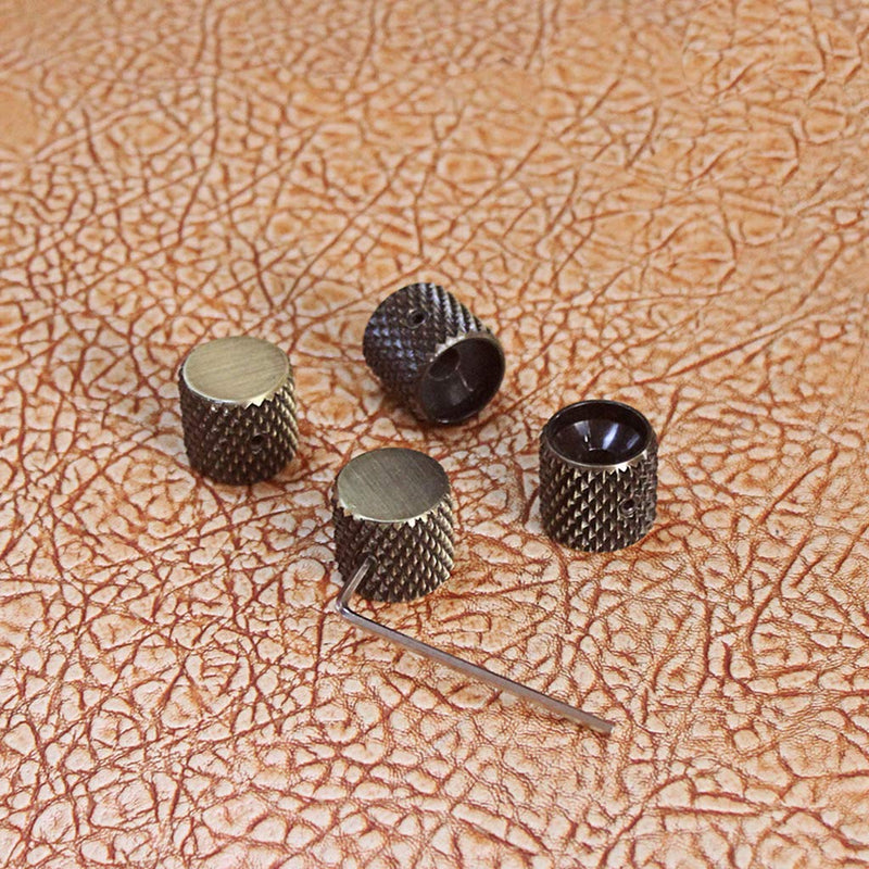 Alnicov Electronic Guitar Control Knobs Bronze Metal Volume Tone Control Dome Knobs for Guitar Bass Parts 4Pcs