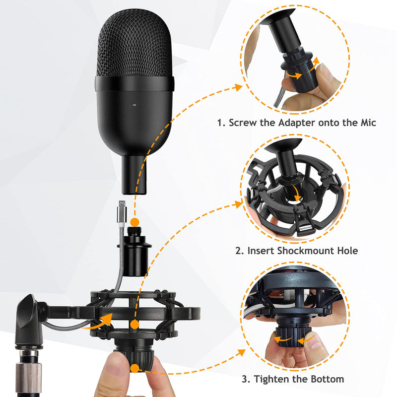 Desktop Mic Stand with Shock Mount, Foam Windscreen, Adjustable Microphone Stand with Pop Filter Shockmount Reduces Vibration Noise Table holder for Razer Seiren Mini USB Streaming Microphone Frgyee