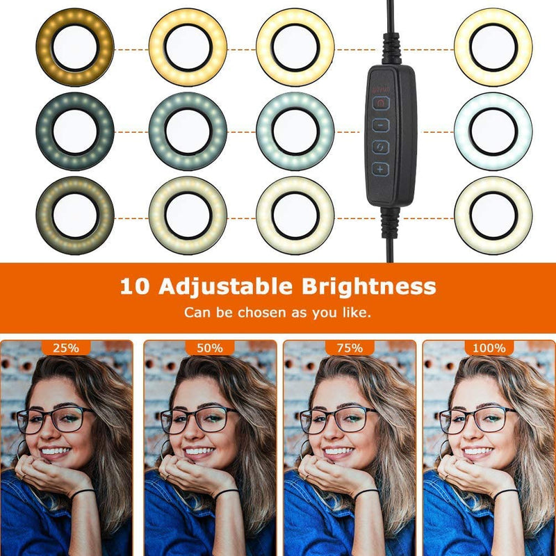 Selfie Ring Light with Mobile Phone Holder Lazy Bracket Desk Lamp LED Light for Live Stream Office Kitchen (3.5'' Ring Light) 3.5'' Ring Light