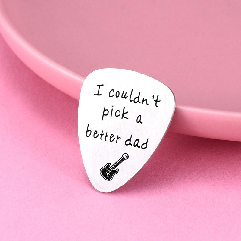 Dad Gifts for Father's Day Christmas Birthday - Stainless Steel Guitar Pick With Message, Gifts From Daughter Son (#1 Couldn't Pick A Better Dad) #1 Couldn't Pick A Better Dad