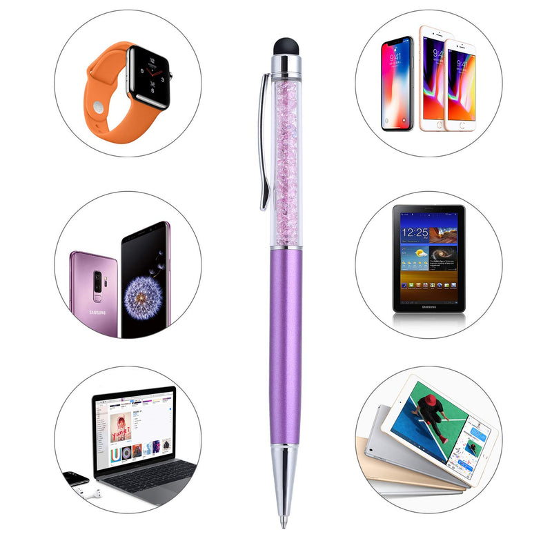 Stylus Pens, OKRAY 6 Pack 2-in-1 Combo Slim Crystal Touch Pen Ballpoint with Black Ink Compatible with Pad/Tablet, iPhone, Android, Samsung Galaxy, HTC, Nexus and All Touch Screen Devices