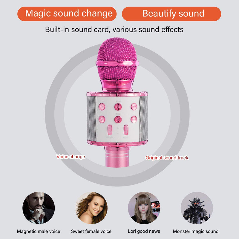Karaoke Microphone for Kids, Wireless 4 in 1 Bluetooth Karaoke Machine, Handheld Portable Microphone with LED Lights, Record Function, Compatible with Android & iOS Device (Purple) Purple