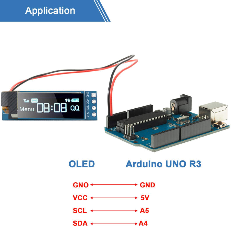 2 Pieces I2C Display Module 0.91 Inch I2C OLED Display Module Blue I2C OLED Screen Driver DC 3.3V - 5V Blue Light