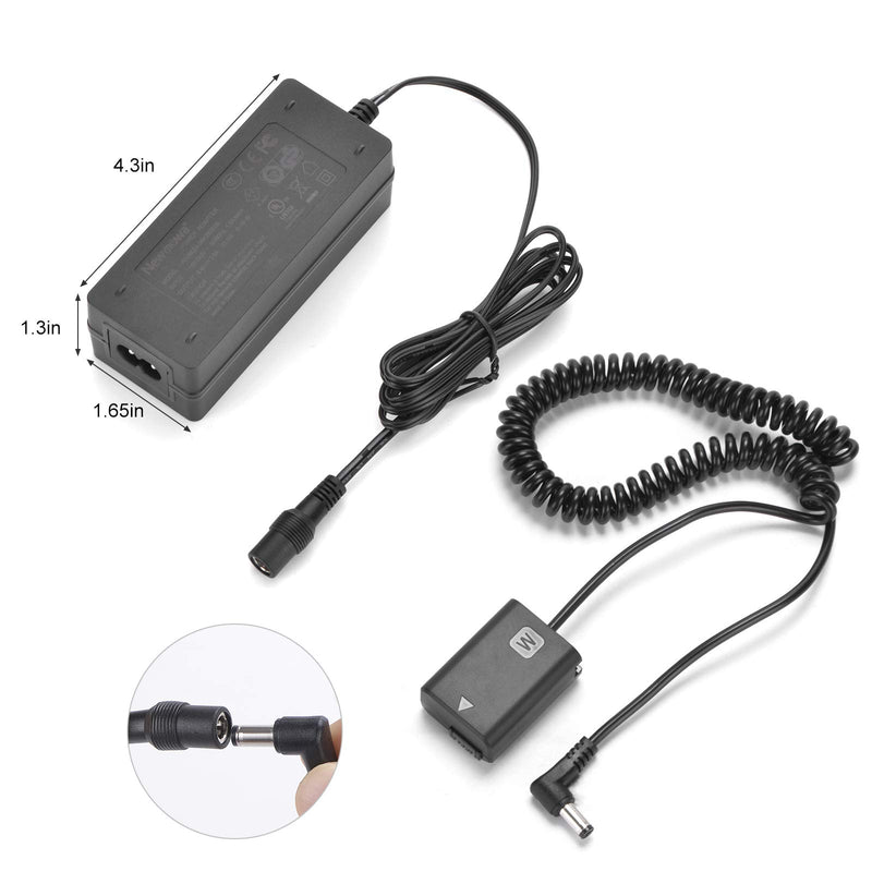 Newmowa NP-FW50 Replacement Dummy Battery AC Power Supply Adapter and DC Coupler Charger Kit for Sony Alpha a7, a7R II, a7m2, a7S II, a5000, a5100, a6000, a6300 Camera