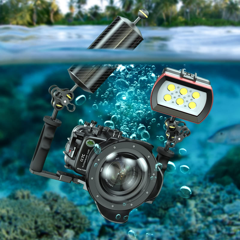 Sea frogs D60mm, 7'', Carbon Fiber Float Arm for Ultralight, Aquatic Arm, Buoyancy Provided 240g, Underwater Camera System Diving Tray Video Light/Strobe GA-5 D60mm, 7'' Carbon Fiber Float Arm