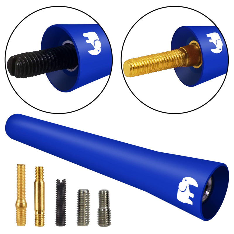 ONE250 2.5" Short Rubber Copper Core Antenna for Kia - Soul (2008-2019), Rio (2001-2021), Mohave Borrego (2008-2019), Forte (09-18), Rondo (2007-2021) - Designed for Optimized FM/AM Reception (Blue) Blue