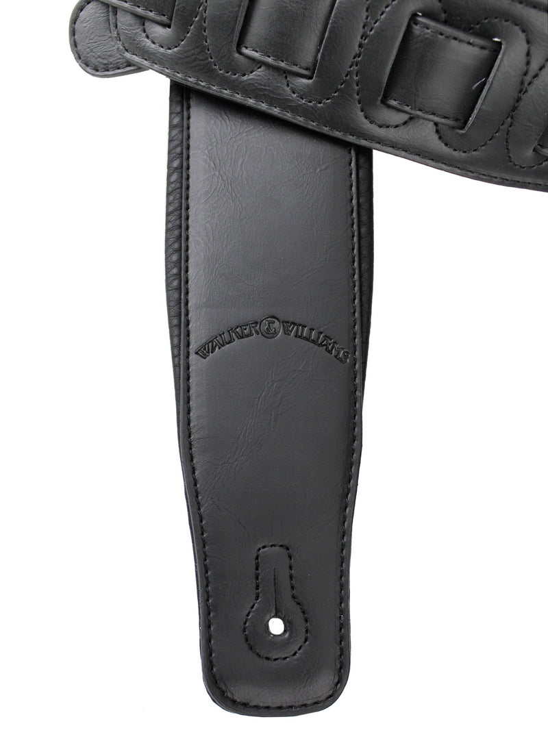 Walker & Williams G-907 Black Leather Guitar Strap with Padded Glove Leather Back