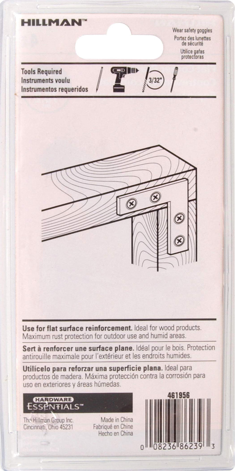 Hillman Hardware Essentials 851099 Flat Corner Iron Galvanized 3" x 1/2" - 4 Pack