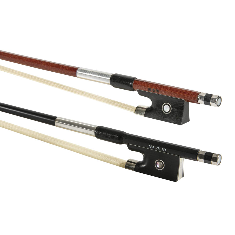 MI&VI 2 Classic Violin Bows 4/4 (Full Size) Brazilwood+Carbon Fiber with Ebony Frog | Octagonal Silver Mount | Well Balanced | Light Weight | Real Mongolian Horse Hair | Best Selling | Most Popular
