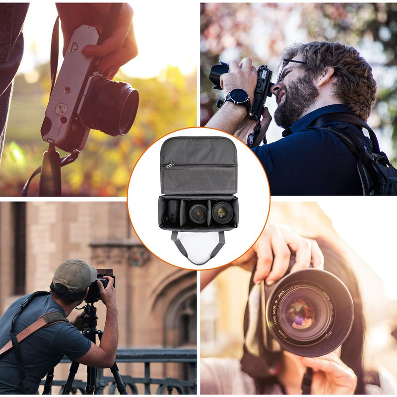 S-ZONE Water Resistant DSLR SLR Camera Insert Bag Camera Inner Case Bag with Handle for Sony, Canon, Nikon, Olympus Gray Upgraded 2.0 12'' x 9'' x 5'' with handle