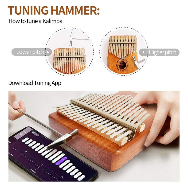 BoutiQ Kalimba 17 Keys Thumb Pianos - with Notation and Tune Hammer, Portable African Finger Piano, Easy to Learn Musical Instrument for Kids Adult Beginners